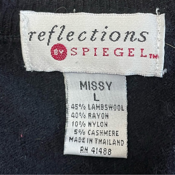 Vintage Spiegel Reflections Black V-Neck Sweater wool and cashmere blend Large - Picture 6 of 8